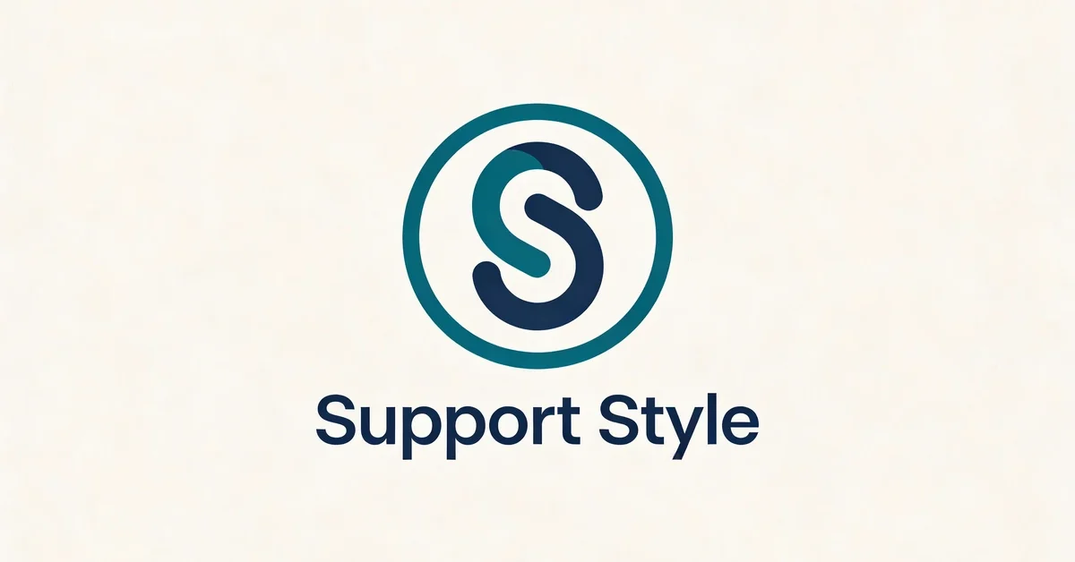 Support Styleを表す、円形エンブレム内に上下に重ねたSSモノグラムのミニマルなロゴ画像